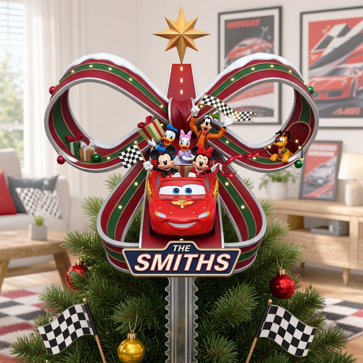 Childhood Cartoon Ribbon Tree Topper - Personalized Gifts For Christmas Acrylic Tree Topper 07HALU290826