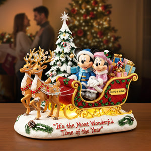 Couple Reindeer Sleigh Acrylic Plaque - Personalized Gifts For Couple Christmas Plaque 08PGLU281025-Homacus