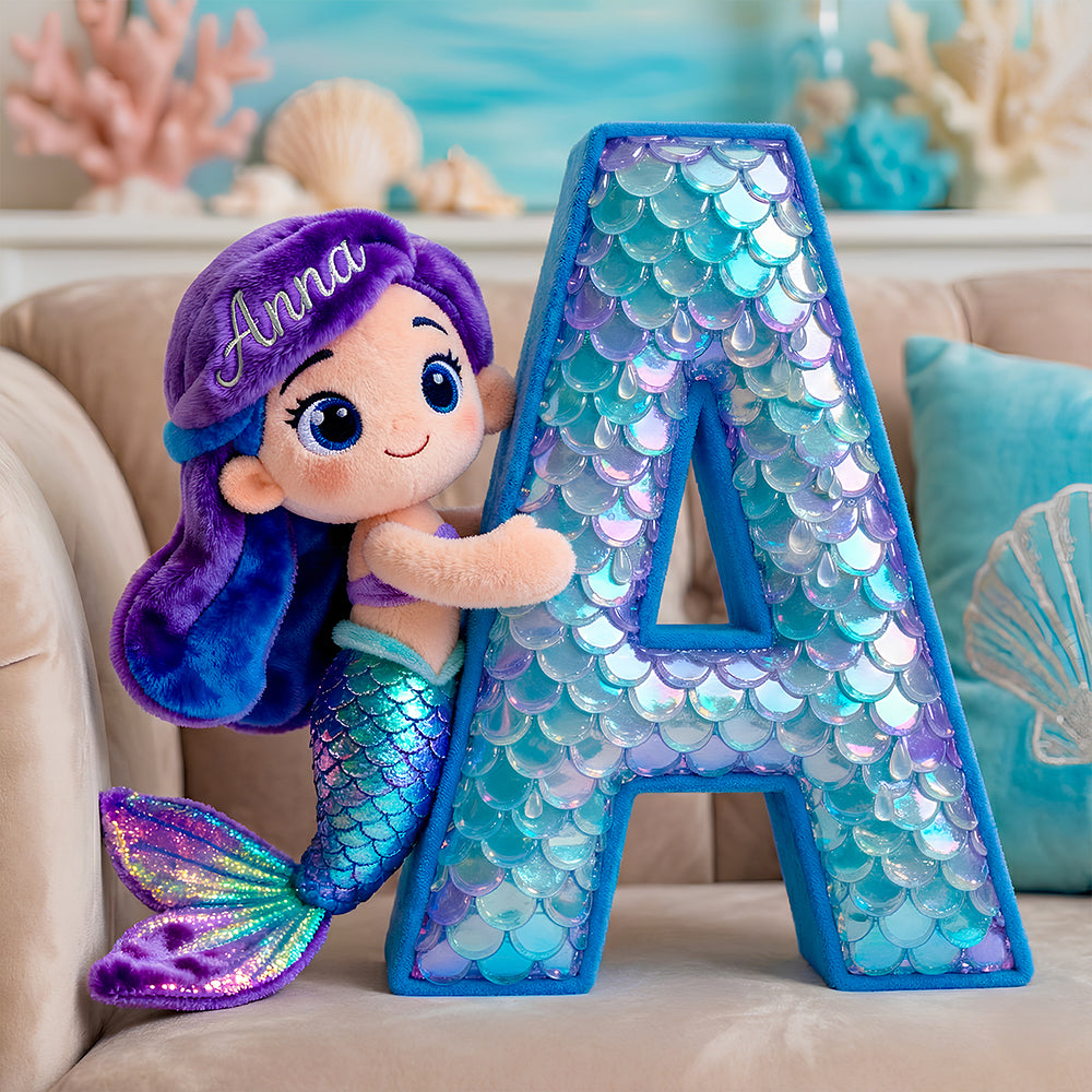 Mermaid Alphabet Pillow Personalized Gifts For Kids 03TGDT151225-Homacus