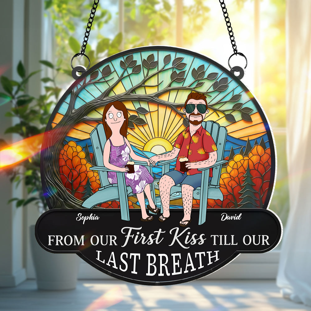 Funny Cartoon Couple Personalized Christmas Gifts For Couple Suncatcher Ornament 03ohtn300725pa-Homacus