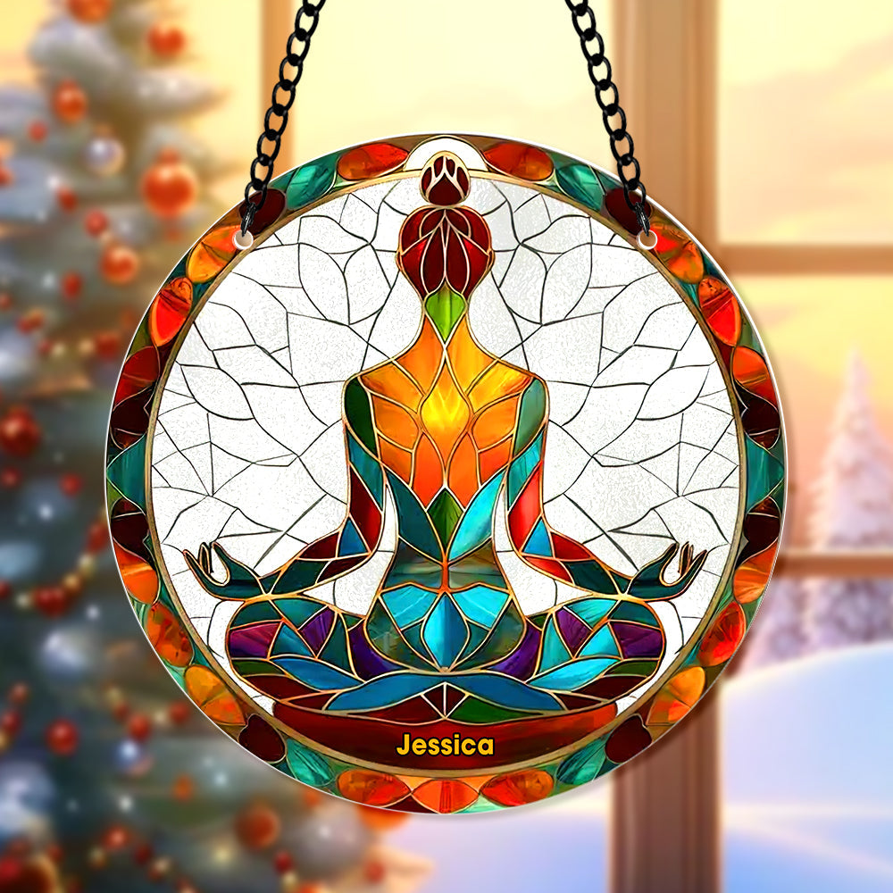 Personalized Gifts For Christmas Suncatcher Ornament 57ACQN240824 Yoga Symbol-Homacus