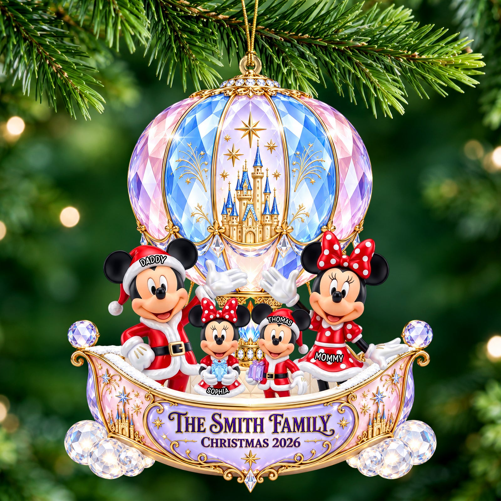 Merry Christmas Hot Air Balloon Ornament - Personalized Gifts For Family 07tyqn011026-Homacus