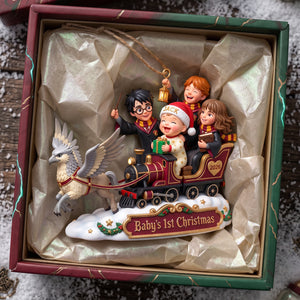 Whimsical Wonderland Baby First Christmas Riding in A Santa Sleigh Acrylic Ornament - Personalized Christmas Gifts For Kids 04tyta151026-Homacus