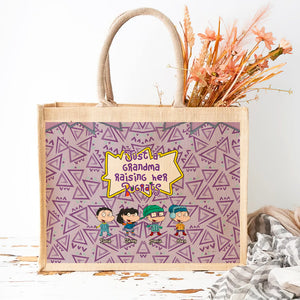 Personalized Gifts For Grandma Jute Tote Bag, Just A Mama Raising 01TGMH161124HG-Homacus