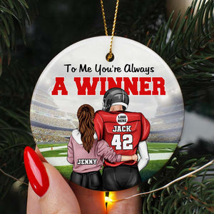 Personalized Ceramic Ornament Gifts For Football Couple 05ACDT081024TM-Homacus