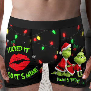 Playful Green Couple Christmas Boxers - Personalized Gifts For Him 02NALU160925-Homacus