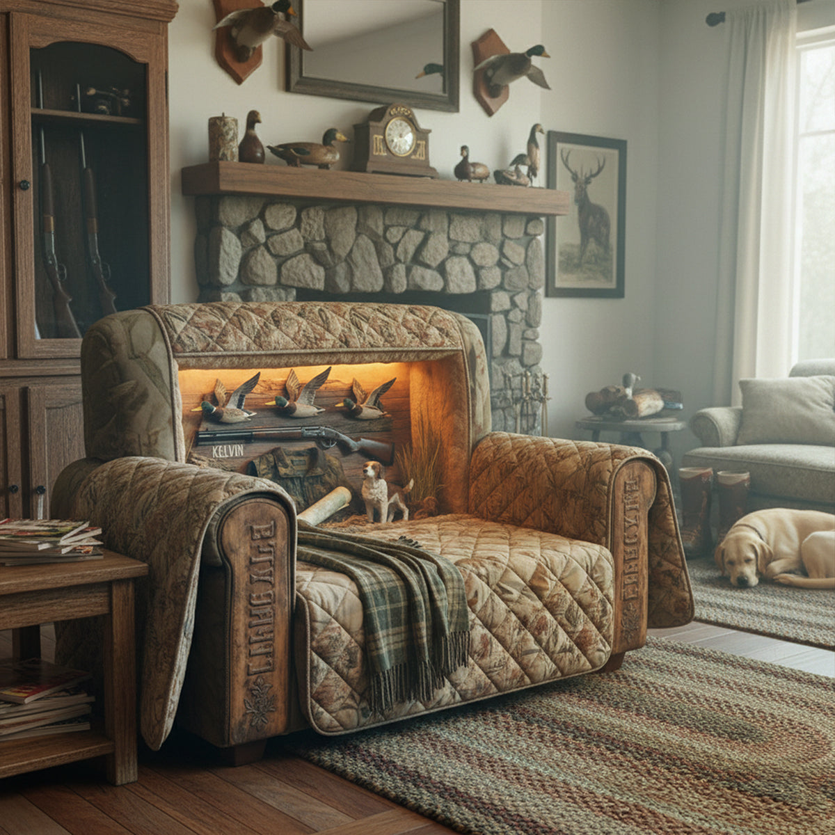 Duck Hunting Quilted Sofa Cover - Personalized Gifts For Hunters 04kita050226-Homacus