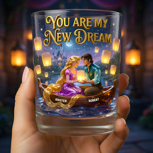 Fairytale Couple 11oz Round Glass - Personalized Gifts For Couple Glass 04TYDT160626-Homacus