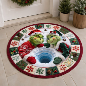 Grouchy Mischief Couple Round Mat - Personalized Christmas Gifts For Couples 06pgdh290826