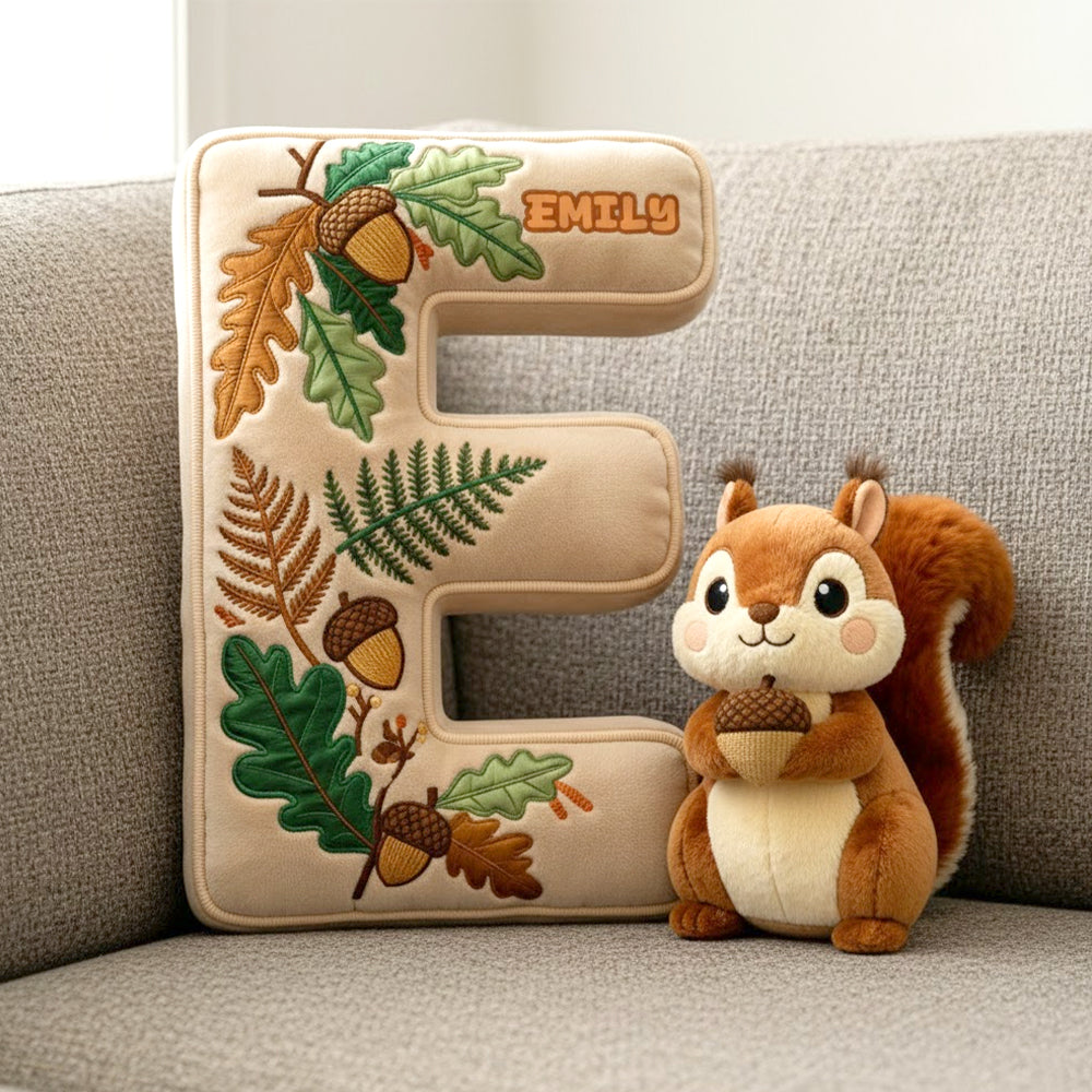Squirrel Alphabet Initial Letter Custom Shaped Pillow - Personalized Gifts For Kids 02pgtn101225-Homacus