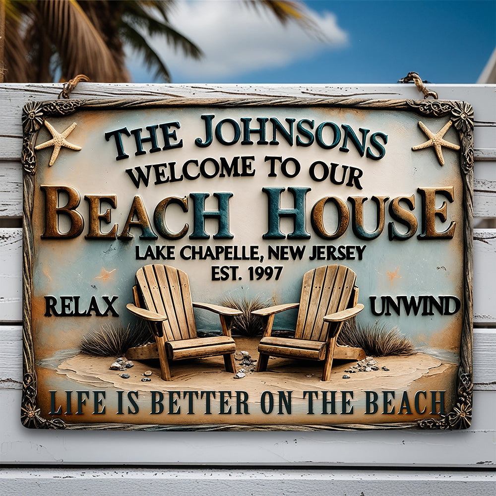 Beach House Entrance Metal Sign - Personalized Gifts For Family At Beach 01qhqn070725-Homacus