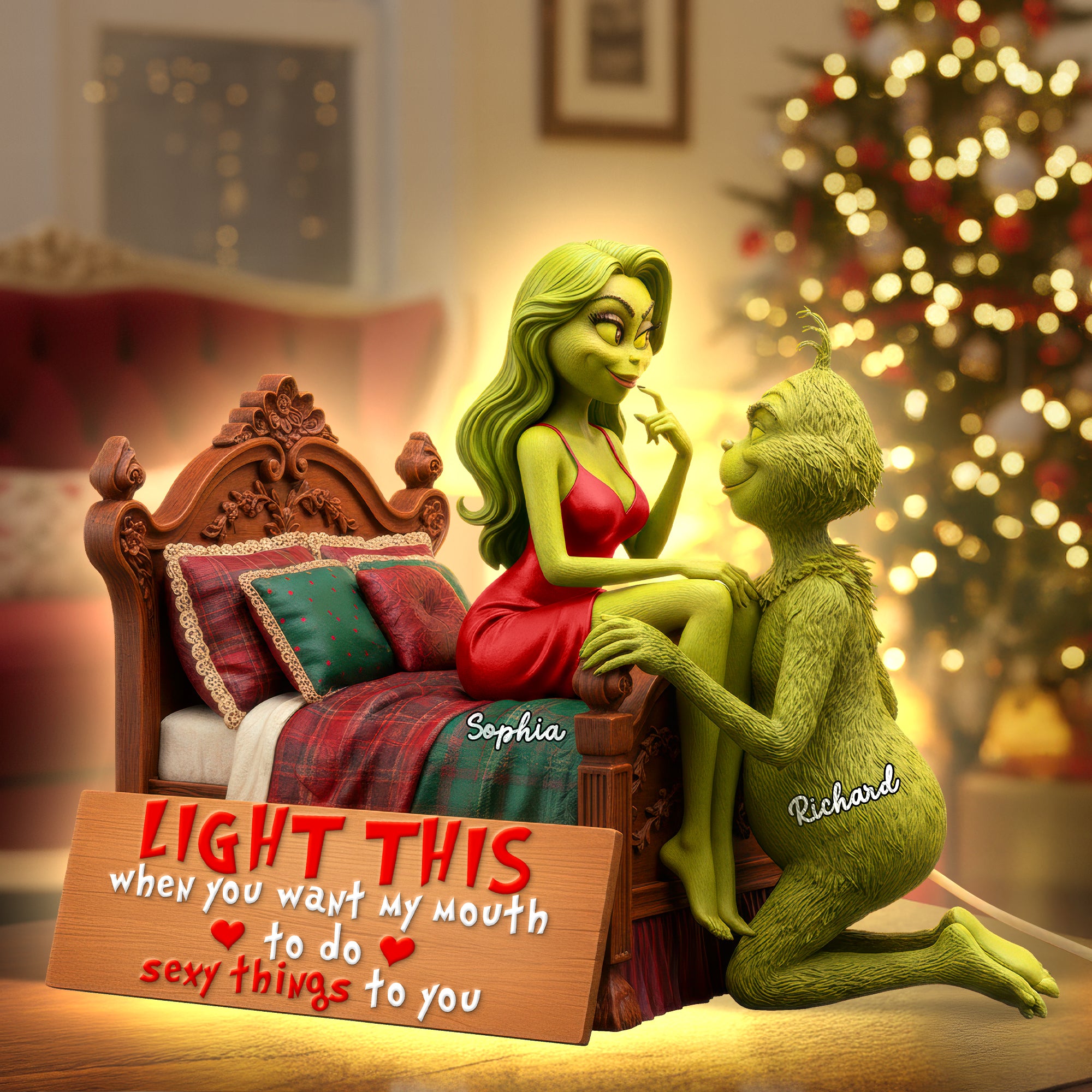 Cheeky Green Monster Couple Acrylic Light Box - Personalized Gifts For Couples 01KIQN061125-Homacus