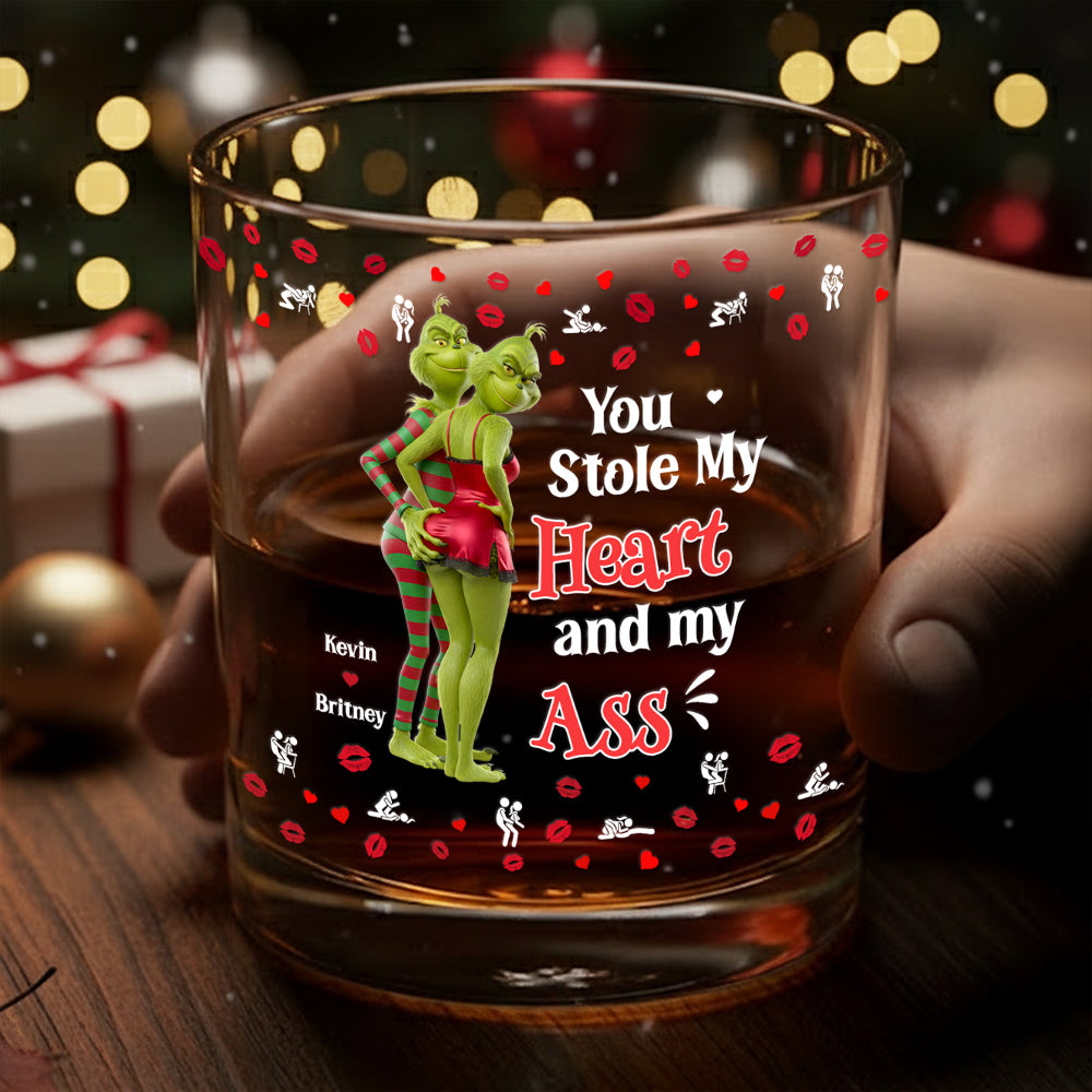 Cheeky Green Couple Christmas Glass Mug Personalized Gifts For Couple 03NADT150925-Homacus
