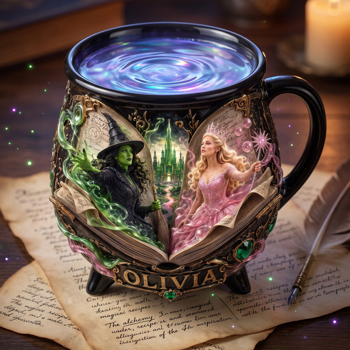 Enchanted Pink And Green Ceramic Cauldron Mug - Personalized Gifts For Halloween 03haqn190826