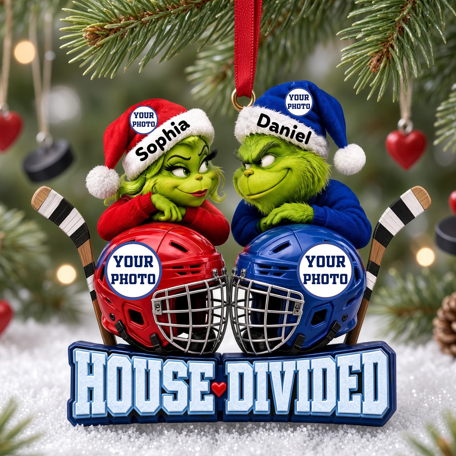 House Divided Mischievous Sport Duo Christmas Ornament - Personalized Gifts For Couple 02hulu081026-Homacus