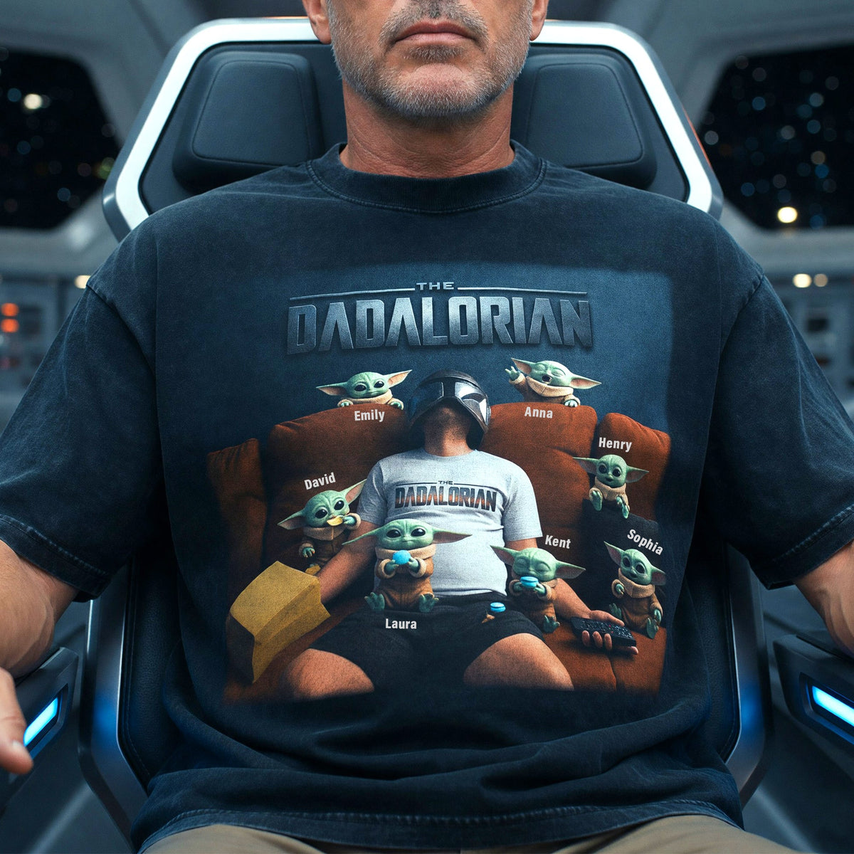 Dad’s Little Galaxy Crew Washed Shirt Personalized Gifts For Dad 01TOQN050526-Homacus
