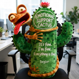 Fun Lizard Hugging Emotional Support Cactus Custom Shape Pillow - Personalized Gifts For Coworker 04qhqn221125-Homacus