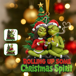 Green Monster Smoker Couple Ornament - Personalized Gift For Couple Christmas Ornament 02HYMG091025-Homacus
