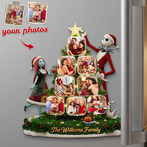 Festive Family Custom Photo Tree Fridge Magnet - Personalized Gift For Family 01PATA211125-Homacus