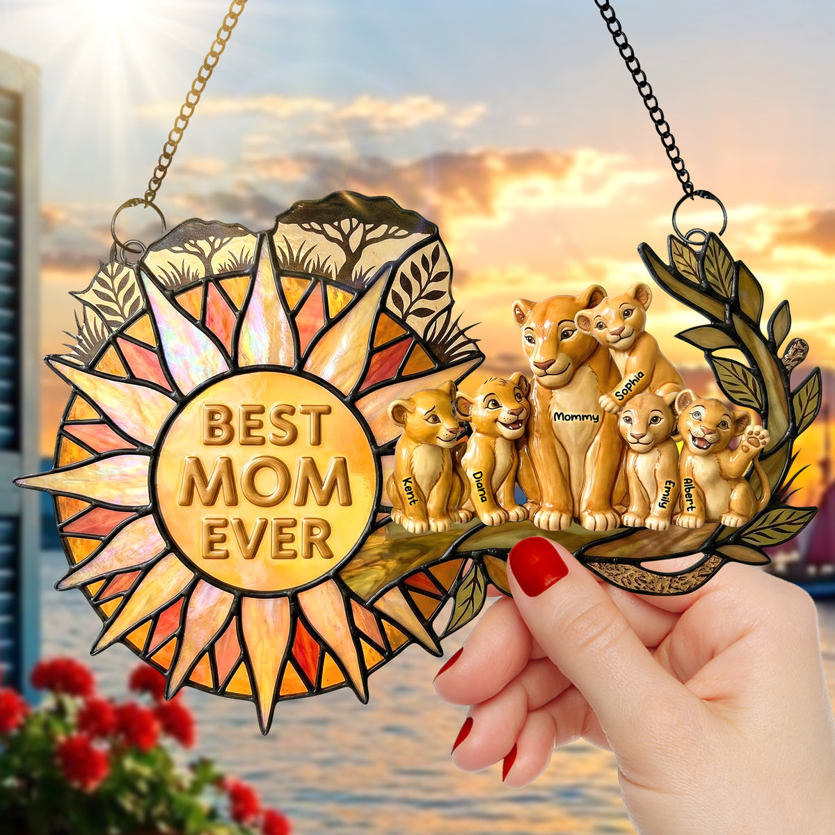Best Mom Ever Suncatcher Ornament - Personalized Gifts For Mom 03NAQN200326-Homacus