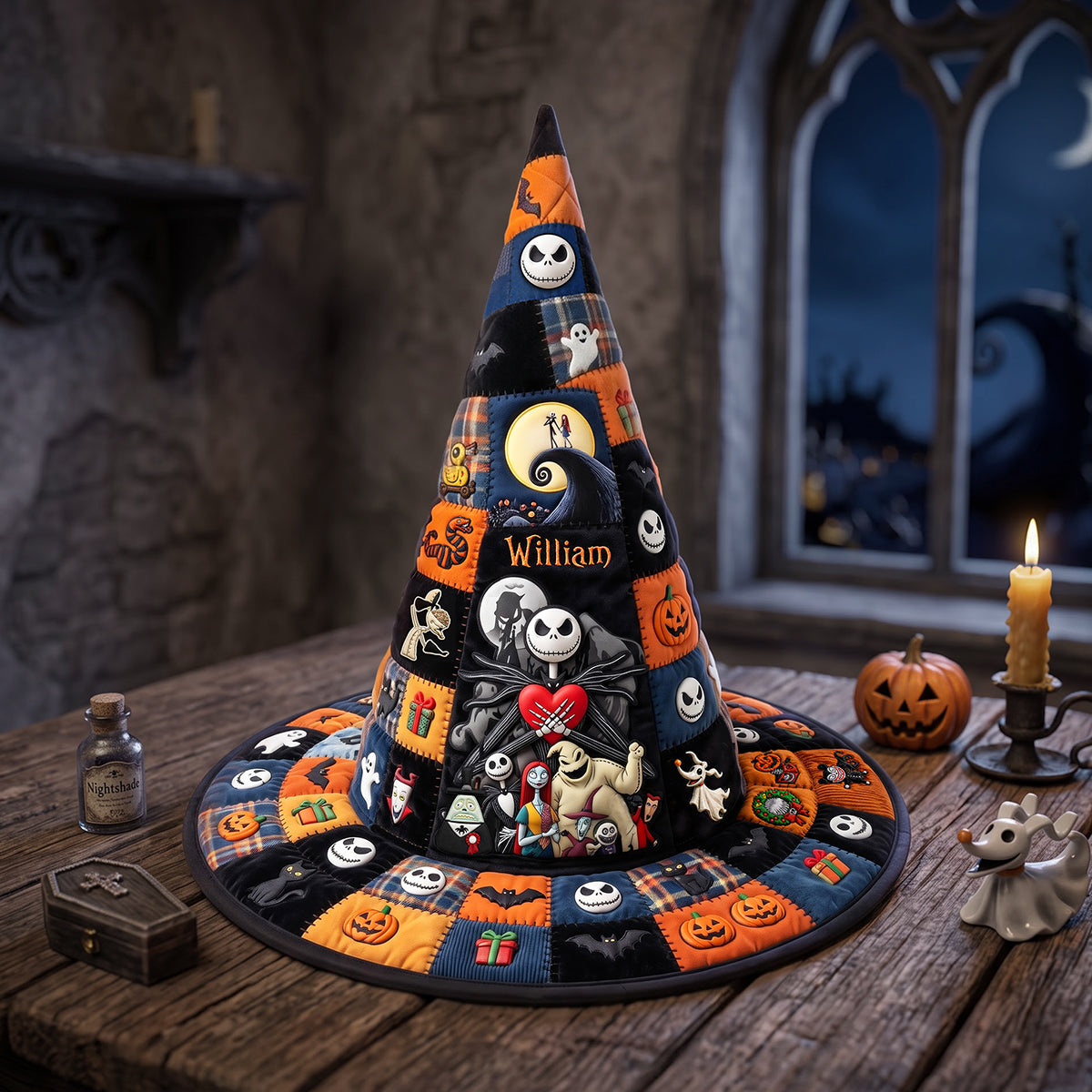 Dramatic Halloween Night Quilted Witch Hat, Personalized Gifts 02qhta150826