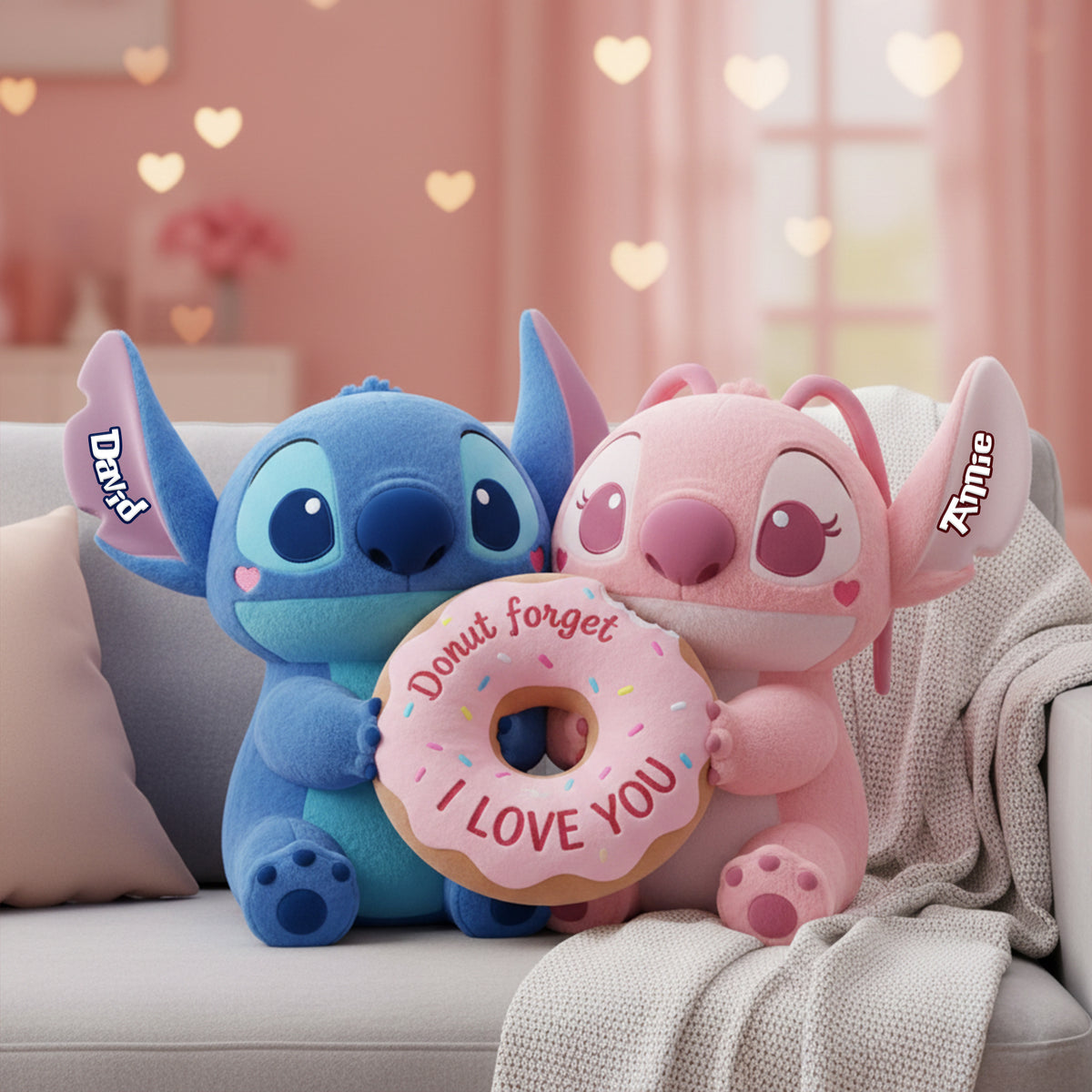 Adorable Tropical Duo Donut Pillow - Personalized Gifts For Couples 04PGLU251125-Homacus