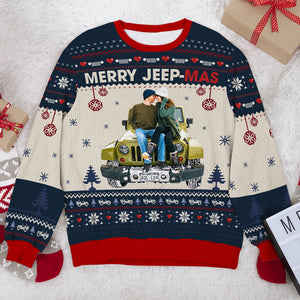 Custom Photo Gifts For Couple Christmas Knitted Ugly Sweater Off Road Couple 01ACQN021024-Homacus