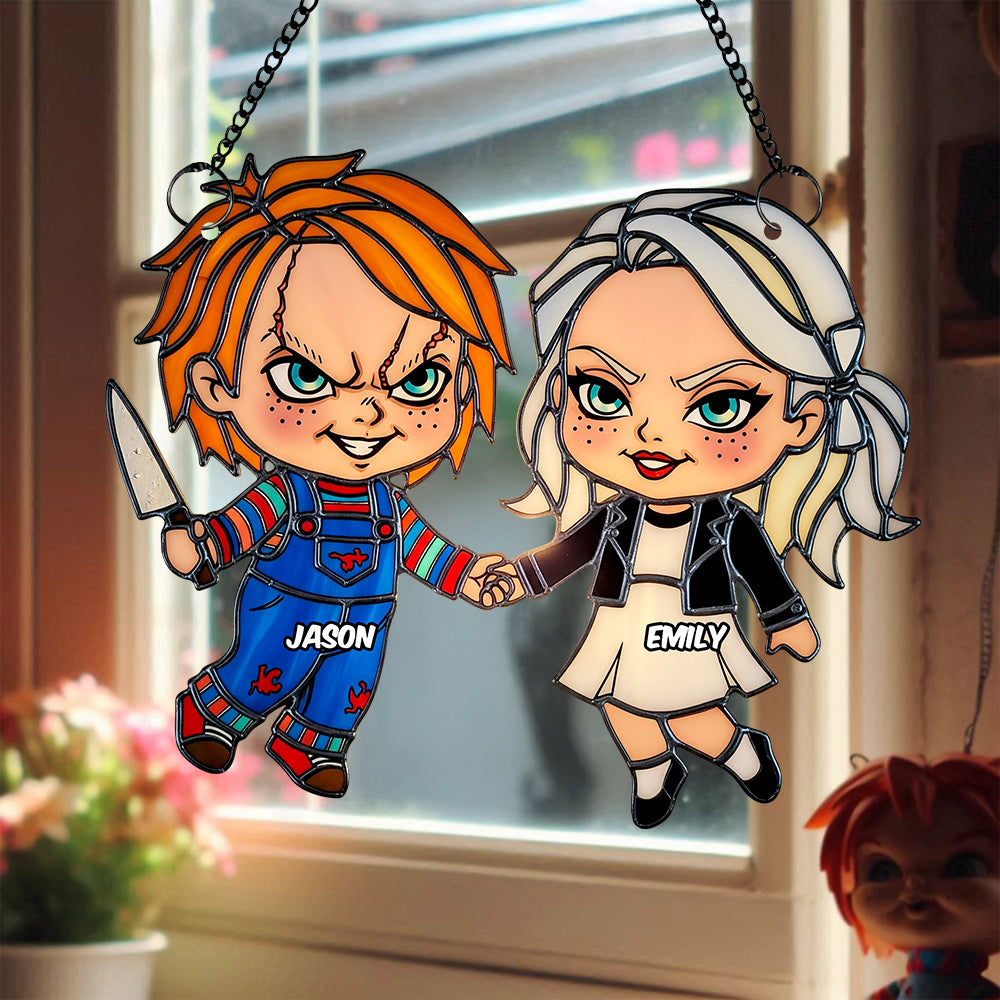 Villain Couple Suncatcher Ornament, Personalized Gifts For Horror Couple 02PGDT090825-Homacus
