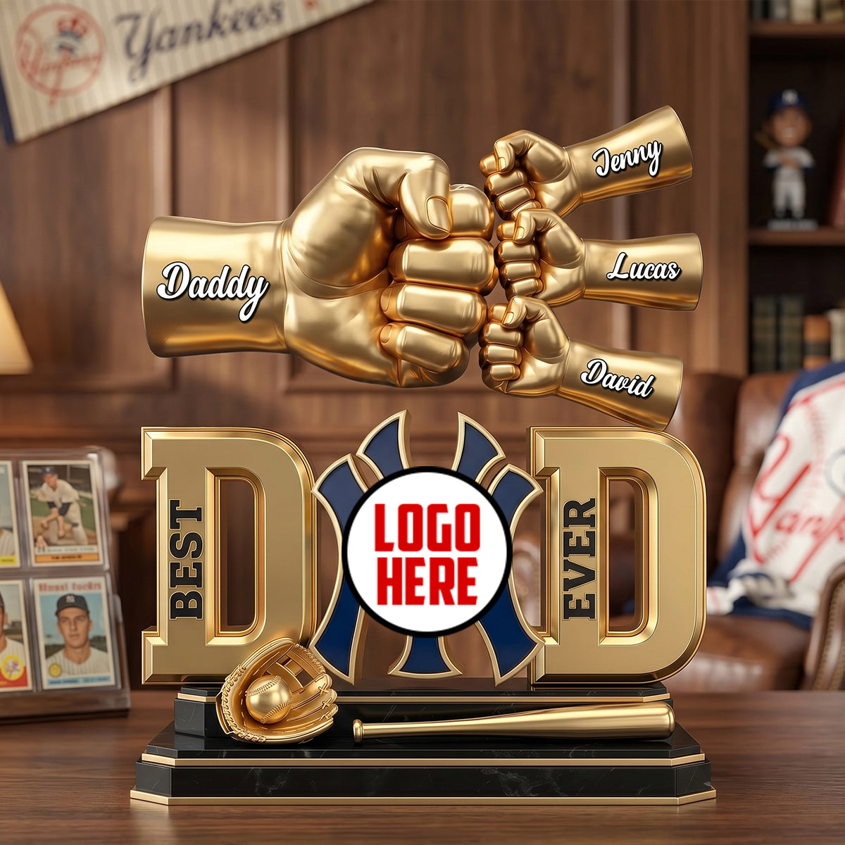 Team Spirit Dad & Kids Fist Bump Plaque - Personalized Gift For Dads 02NATN230526-Homacus