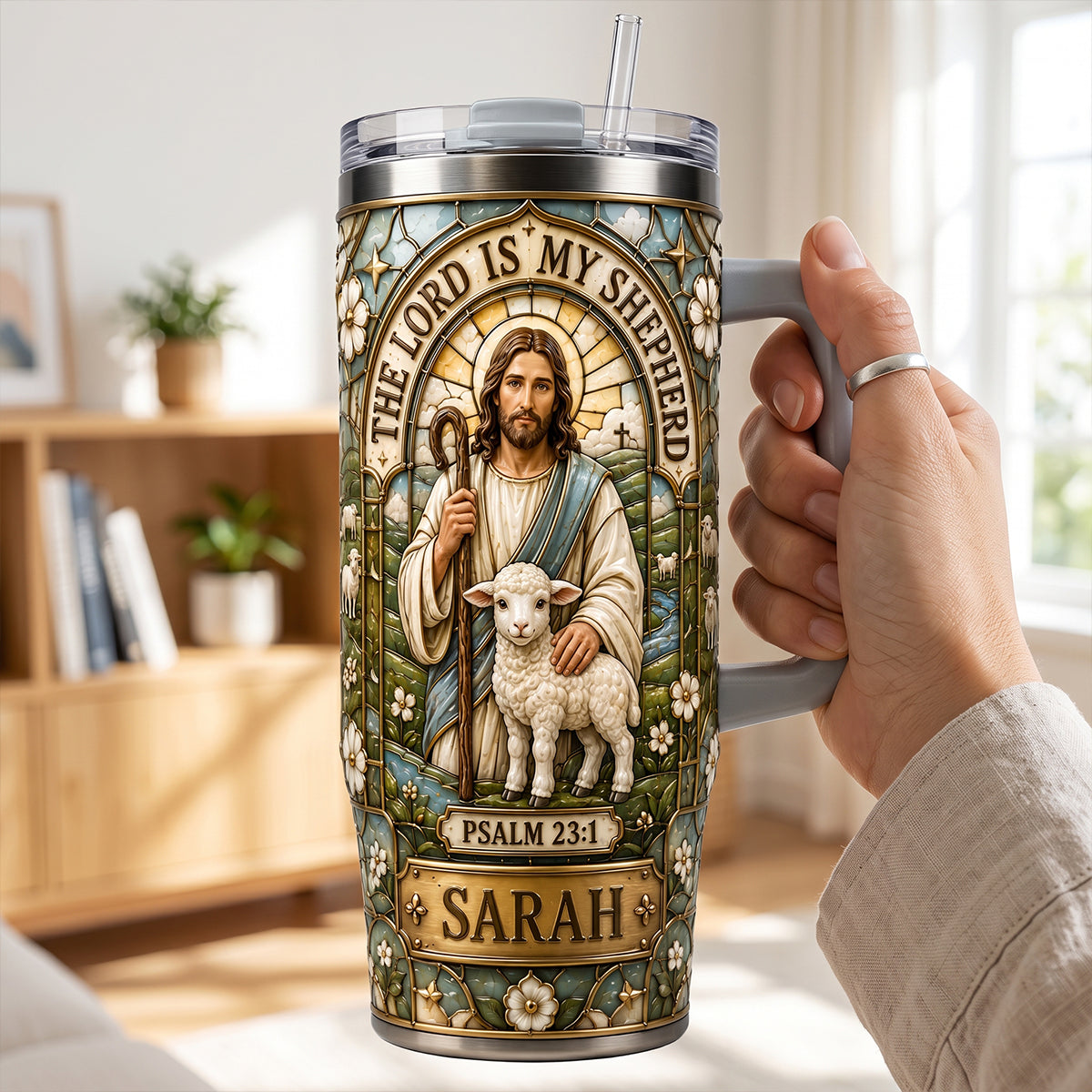 The Lord Is My Shepherd Tumbler With Handle - Personalized Gifts For Christians 03hatn060726-Homacus
