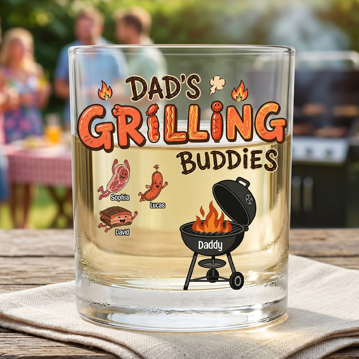 Grilling Buddy Dad And Kids 11oz Round Glass - Personalized Gifts For Father's Day Glass 02QHTN020626-Homacus