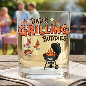 Grilling Buddy Dad And Kids 11oz Round Glass - Personalized Gifts For Father's Day Glass 02QHTN020626-Homacus