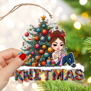 Personalized Gifts For Knitting Lovers Acrylic Ornament Christmas Tree Knit 02XQLU231124HH-Homacus