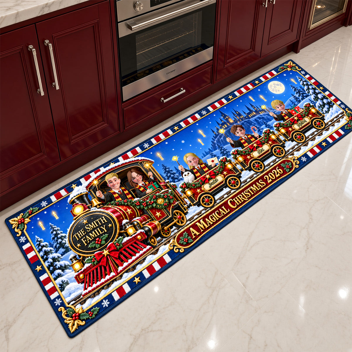 Fantasy Train Ride Family Runner Rug - Personalized Christmas Gift For Family 01TYDH300926-Homacus