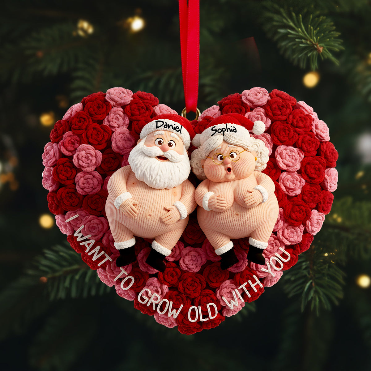 Growing Old Couple Ornament - Personalized Gifts For Couples 07OHLU231025-Homacus