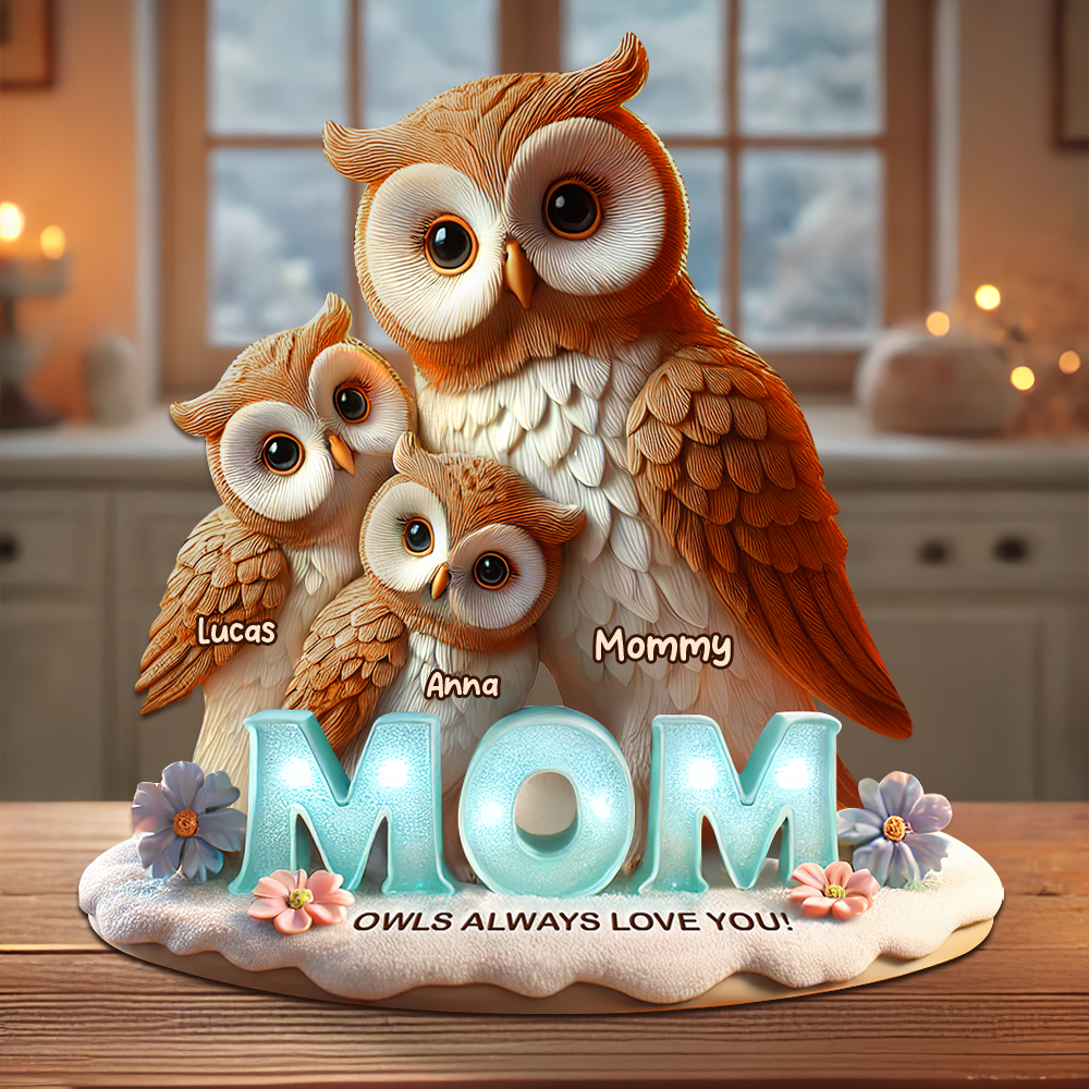 Owl Mom Plaque - Personalized Gifts For Mom 01hupu170425-Homacus