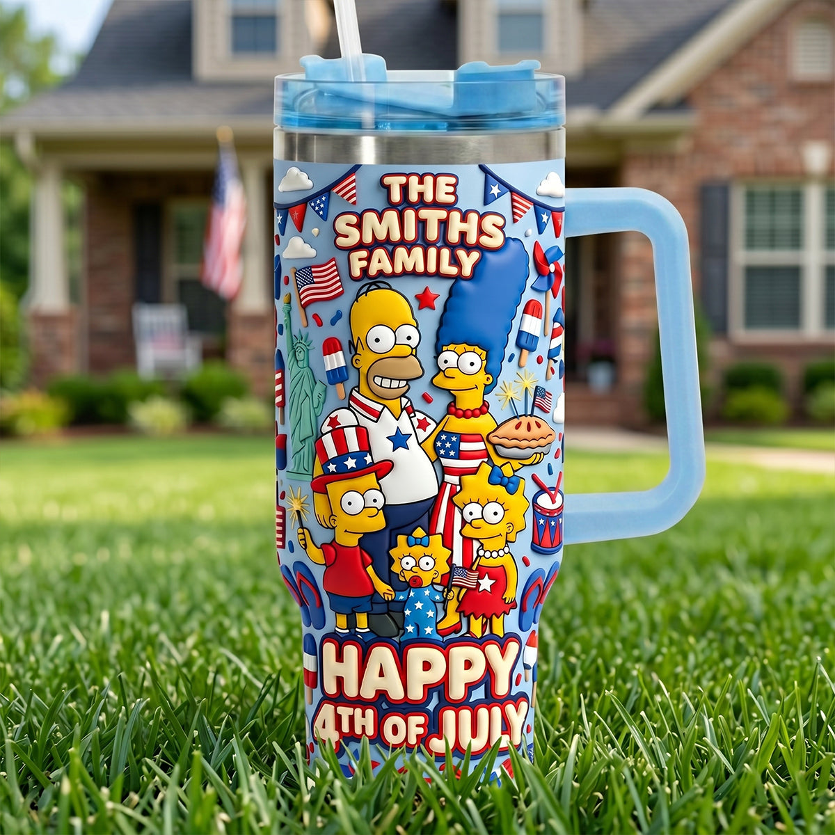 Celebrated 4th Of July Colorful 40oz Tumbler With Handle - Personalized Gifts For Patriots 04patn200626-Homacus