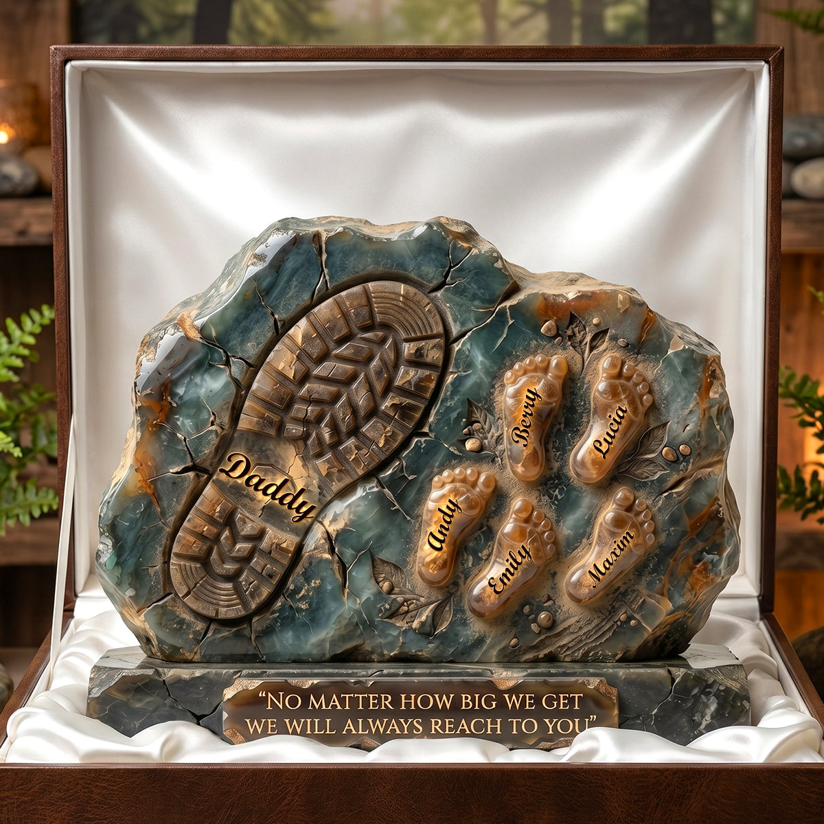Daddy And Kids Footprint Acrylic Plaque - Personalized Gifts For Dad 05TODH050526-Homacus