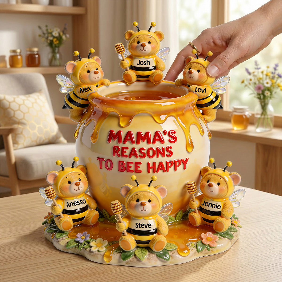 Reason To Bee Happy Bee Mom And Kids Acrylic Plaque - Personalized Gifts For Mother's Day Plaque 01TOMG190326-Homacus