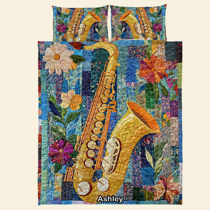 Vibrant Saxophone in Bloom, Personalized Gifts For Saxophone Lovers Quilt Bed Set 04QNQN311224-Homacus