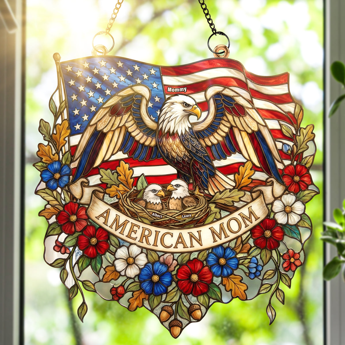 American Eagle Mom Suncatcher Ornament - Personalized Gifts For Mother 01paqn020326-Homacus