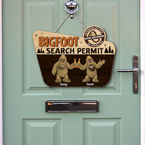 Bigfoot Search Permit, Personalized Custom Shaped Wooden Sign, Gift For Camping Lovers-Homacus