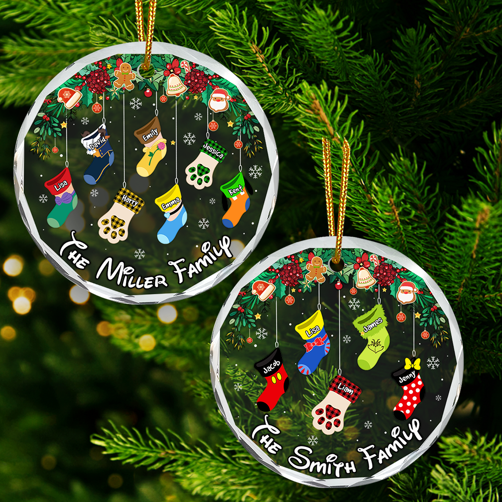 Stocking Family Ornament - Collage Socks - Personalized Gifts For Family-Homacus