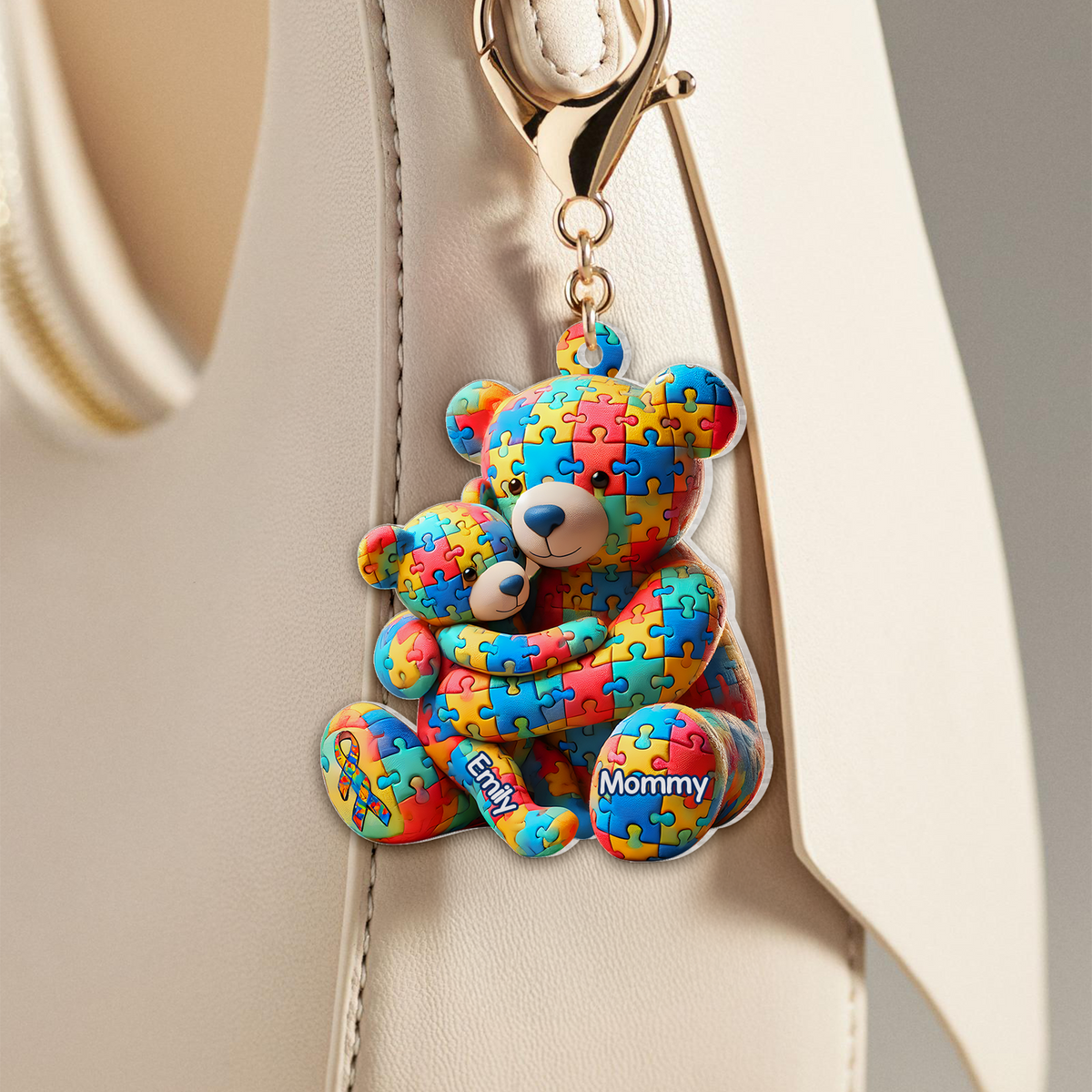 Personalized Gifts For Autism Keychain Bear Mother and Kid 03ohpu220225-Homacus