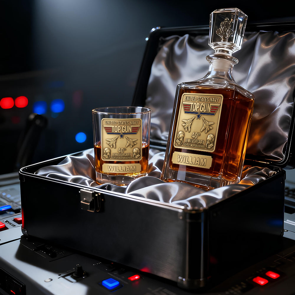 Fighter Aircraft Celebrating 40th Anniversary Decanter Set - Personalized Gifts 03kidt250226-Homacus