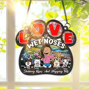 Personalized Gifts For Mom Suncatcher Mom & Furry Babies In Floral Landscape 02KALU240225HH-Homacus