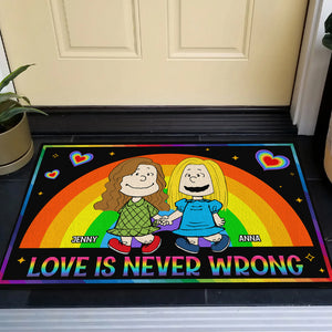 Personalized Gifts For Couple Doormat LGBT Couple with Rainbows 02dgtn220624hh-Homacus