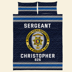 Police Quilt Bedding Set Special Line With Department Logo - Custom Police Station Patches With Name, Number Tag Gifts For Police Officer & Law Enforcement 05qhqn080125-Homacus