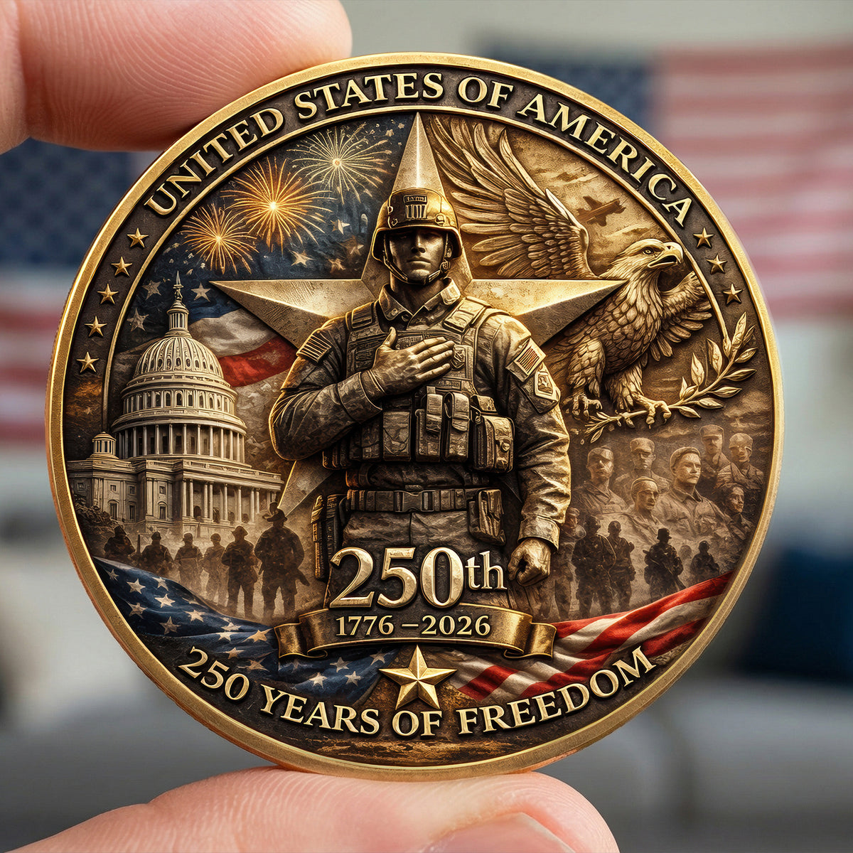 250 Years Of Freedom Printed Metal Coin - Personalized Anniversary Gifts 04toqn270226-Homacus