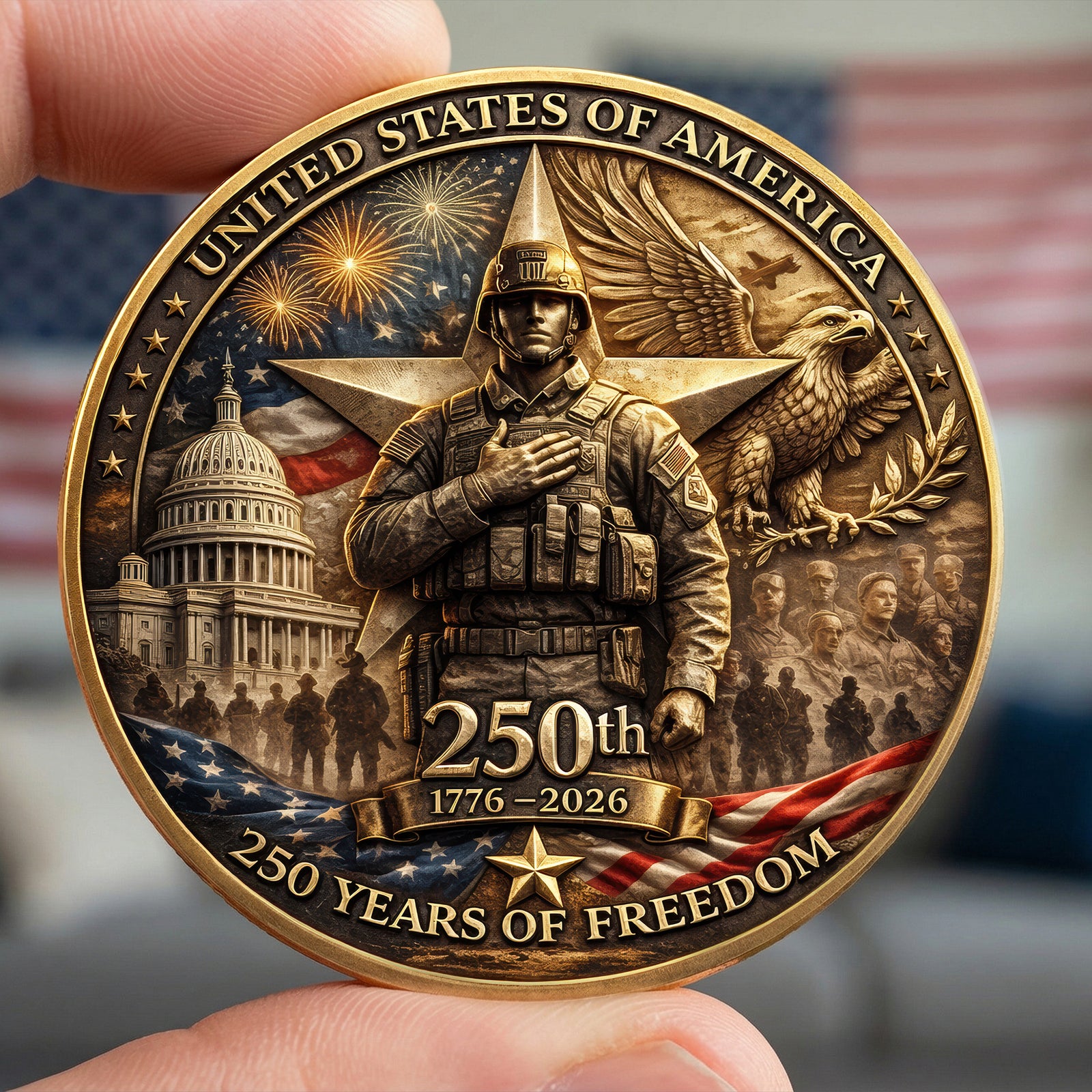 250 Years Of Freedom Printed Metal Coin - Personalized Anniversary Gifts 04toqn270226-Homacus